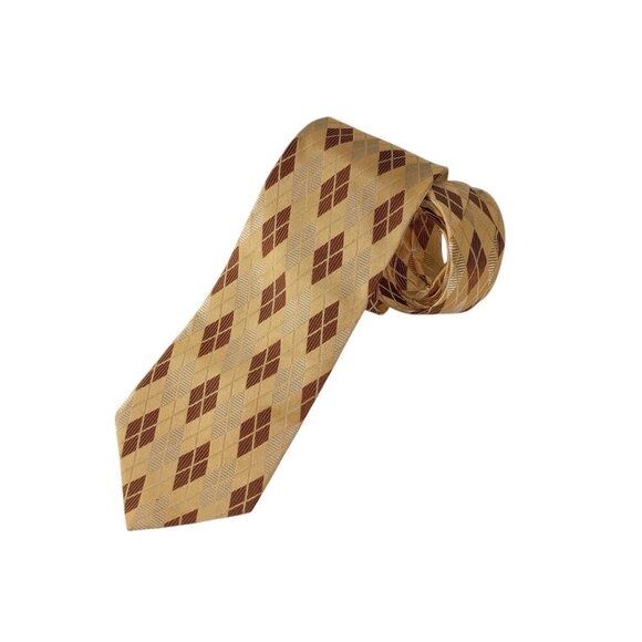 JOS A BANK 100% Silk Tie Men's Gold  Brown Made In Italy Necktie - Picture 1 of 8